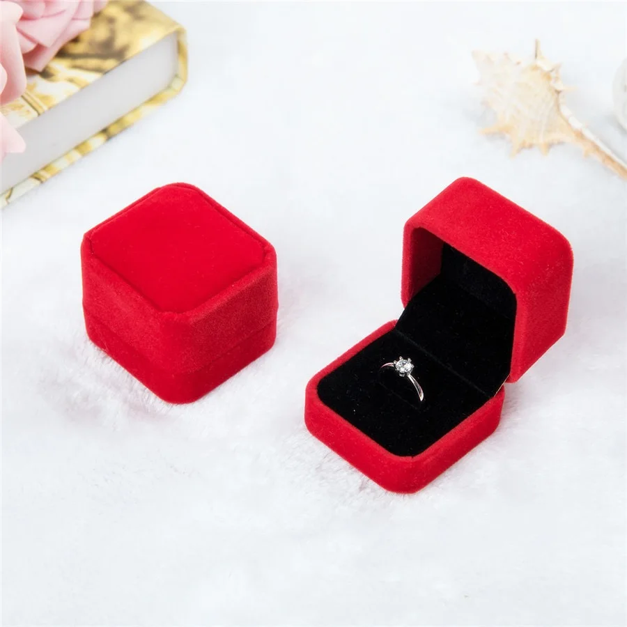 Luxury earring ring velvet gift box custom logo wholesale jewelry packaging box for ring