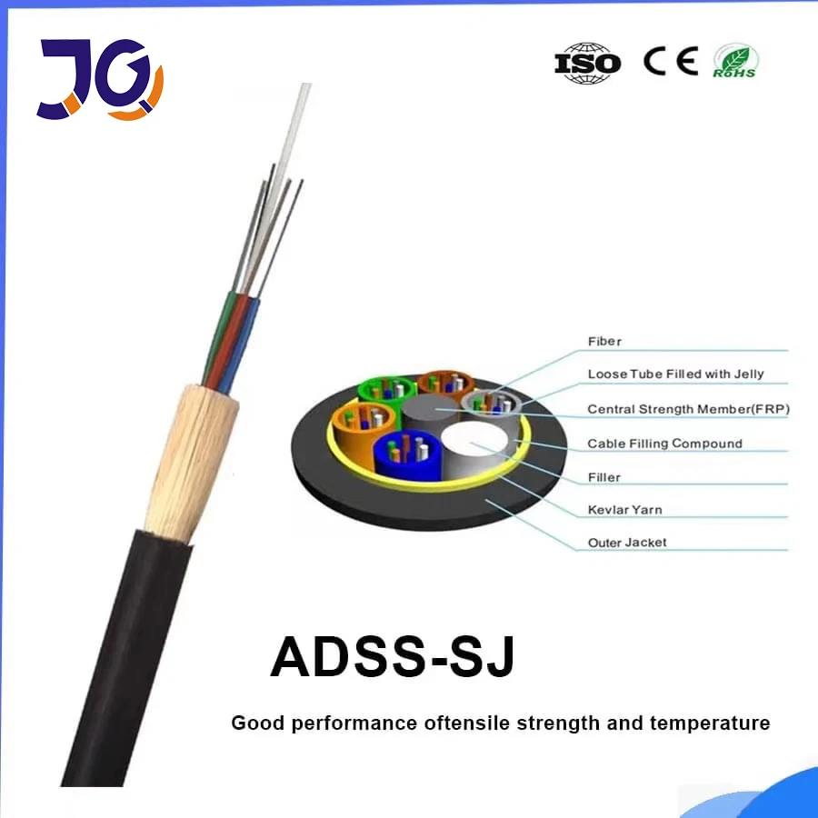 ADSS outdoor overhead single jacket 100m span 24 core adss fiber optic cable