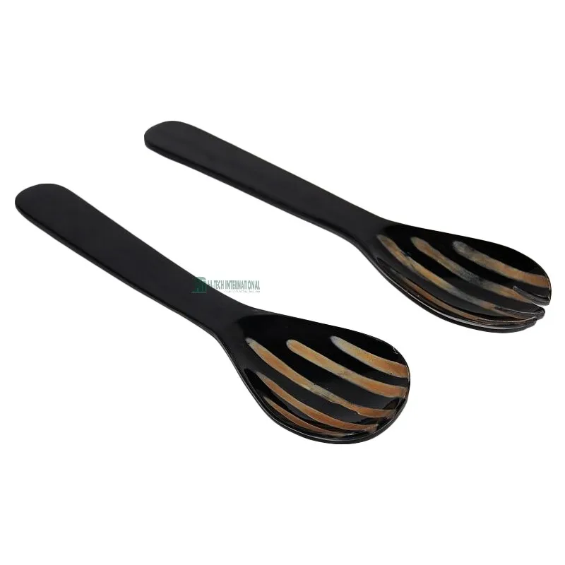 Horn & Bone Salad Servers - Horn & Bone Material - Decorative - Buffalo Horn - Food Grade - High Quality - Handmade - Wholesale
