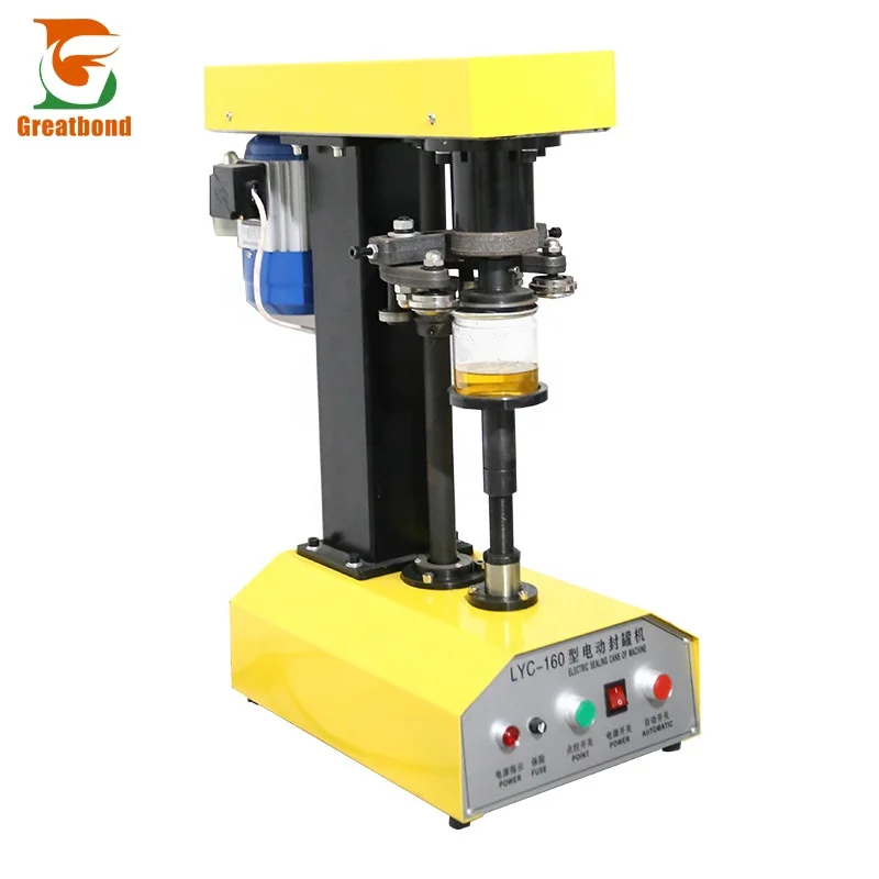 LYC-160 Factory Price Commercial Desktop Yellow Beer Cans Beverage Drink Soda Electric Ring Pull Crown Sealing Machine For Sale