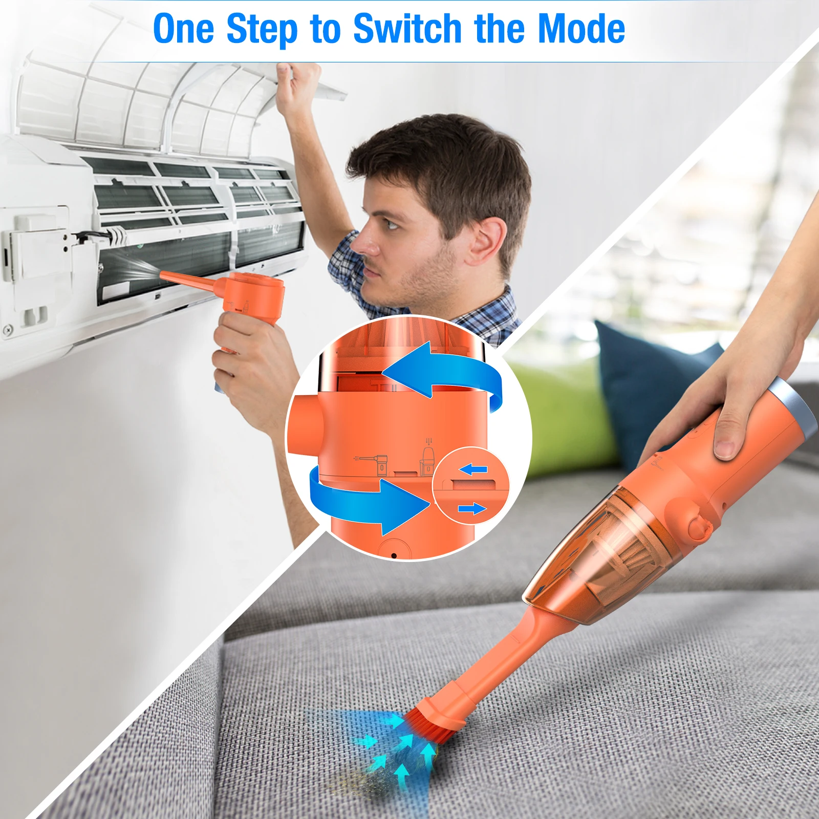 OPOLAR 6000mAh Cordless Car Vacuum Cleaner Air Duster & 2-in-1 Electric Compressed Blower for Computer