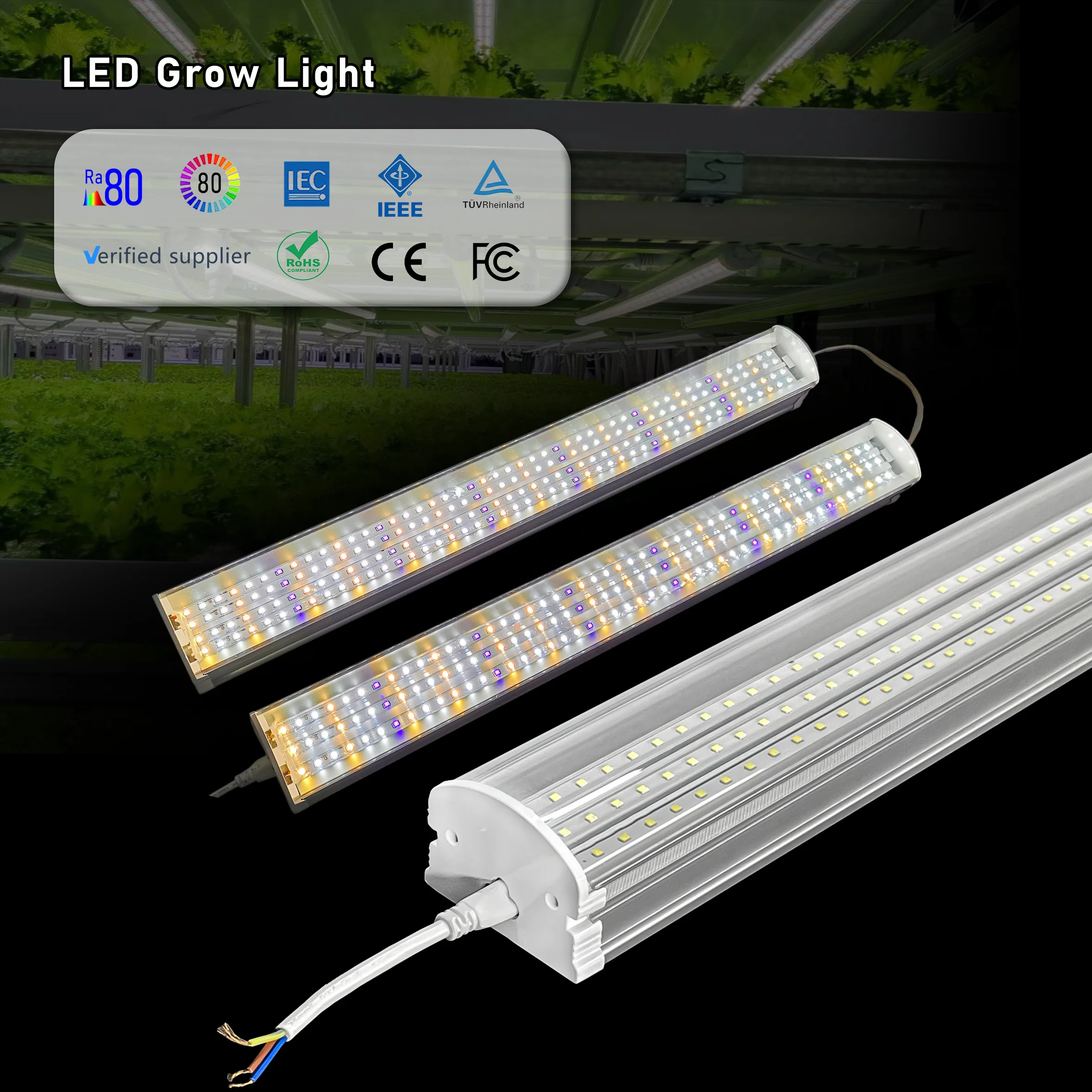 Best commercial Customizable 600~1500mm seedling greenhouse Full Spectrum linkable led grow light