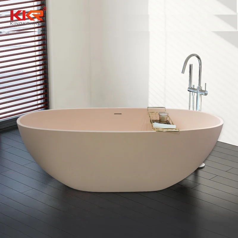 Bathroom modern hot tub artificial marble resin stone Solid surface freestanding soaking bathtub
