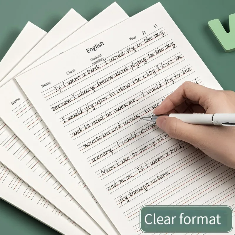 Deli 3433-8 English Letter Paper Composition Paper 16k Four-line Grid for Students High Quality