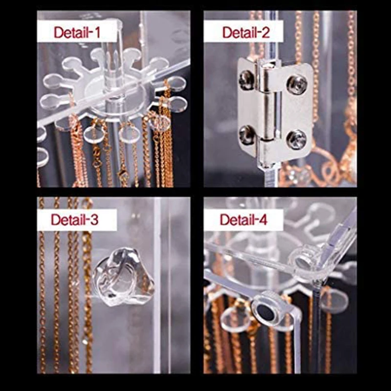 Custom clear acryilc Jewelry Display Rack acryilc Necklace display box With lock for Jewelry Necklace Display Shelf