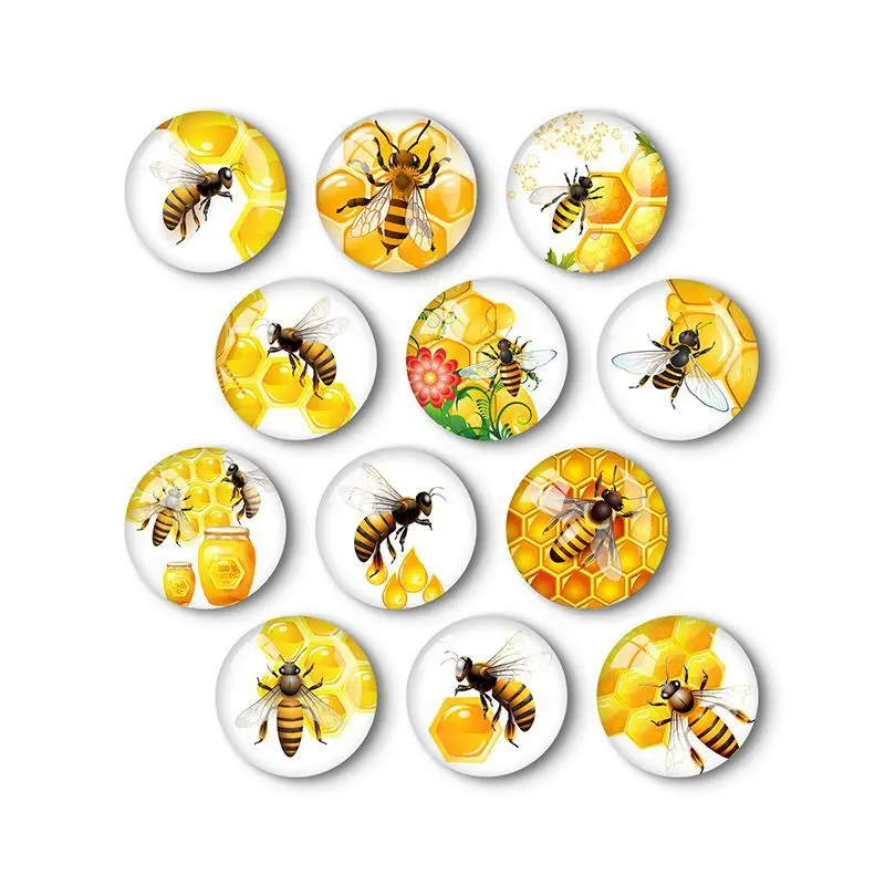 New Hot Sale Crystal Glass Dome Refrigerator magnet personalized glass custom logo Resin Little Bee fridge magnets