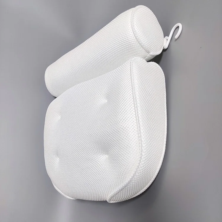 wholesale Luxury Breathable Non-Slip 3D Mesh bathtub pillow With 4 Suction Cups washable Back Neck bath pillow