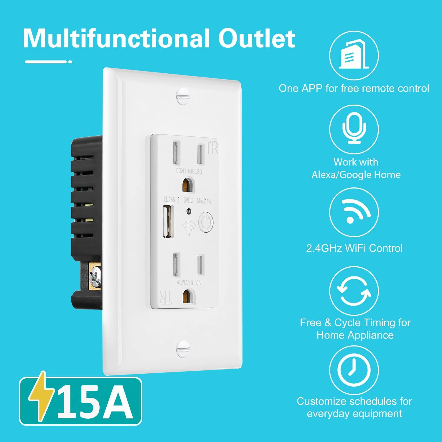 Wall Receptacle Socket Smart Life Compatible Wifi Enchufe Inteligente Wifi
