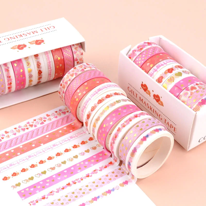 Top Quality 10Rolls/Box Love Kawaii Stationery Small Freshness Gift Scrapbooking Supplies Cute Washi Tape