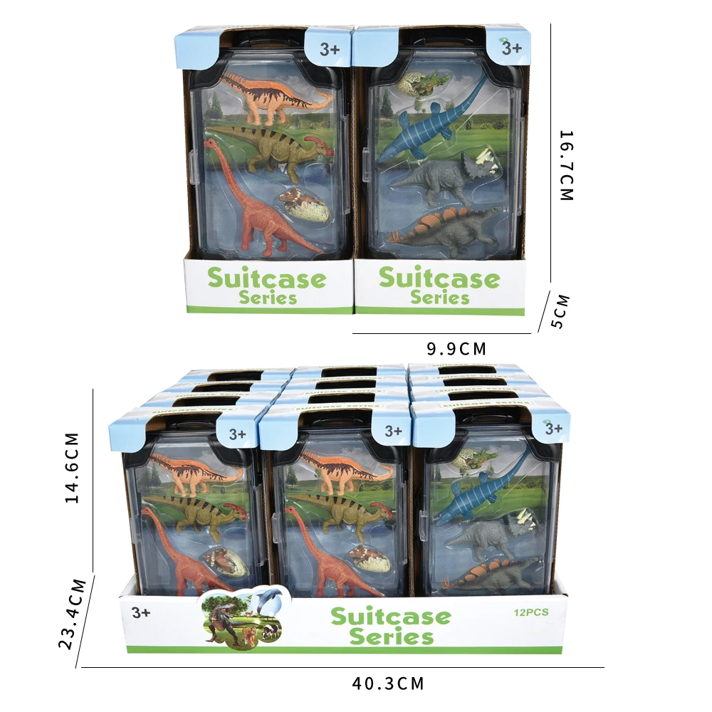 Boneosaurus model wild transparent small suitcase boxed simulation animal square round gift box Boneosaurus