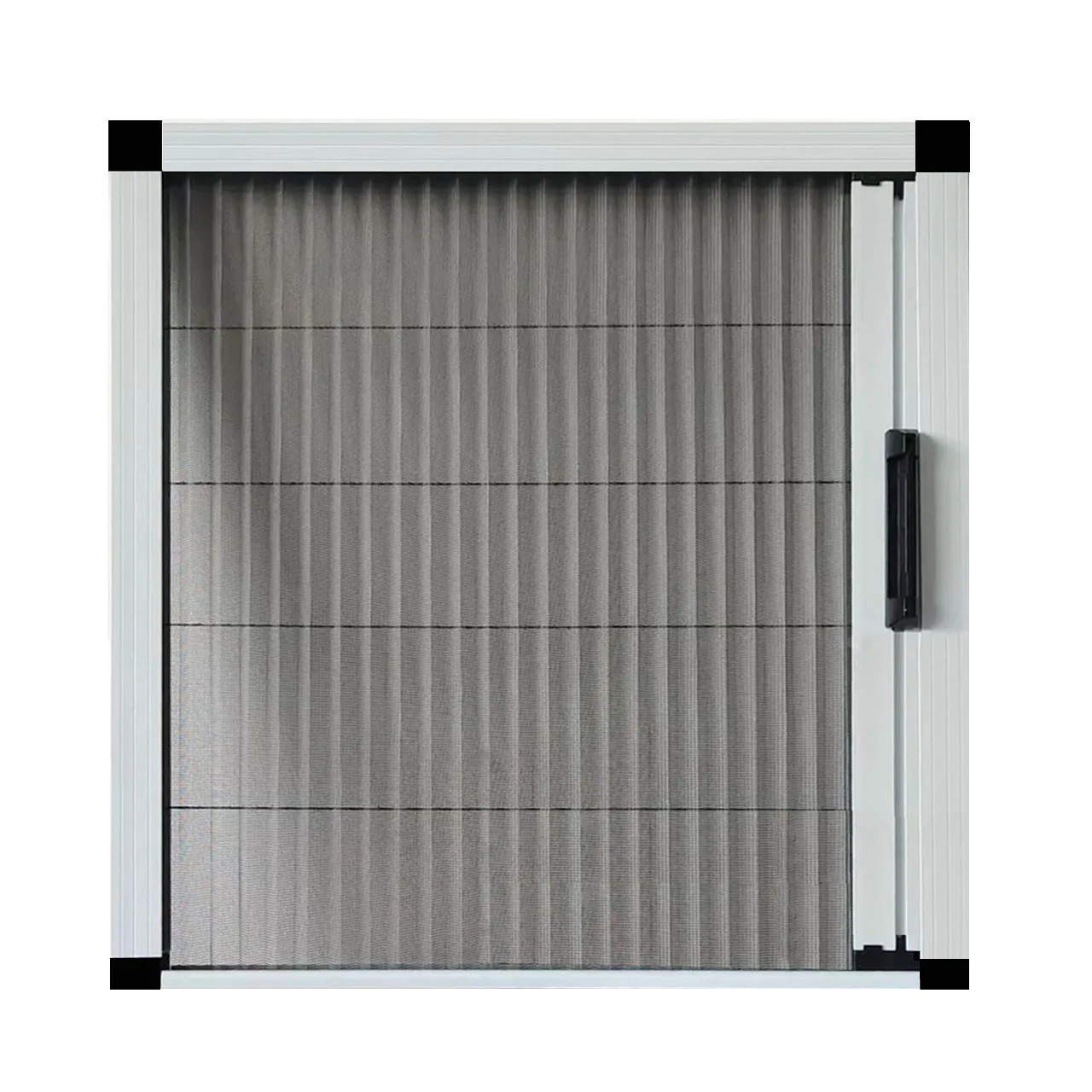 Horizontal open anti mosquito net retractable door pleated mesh folding fly screen door  Aluminum Sliding Door & Window Screens