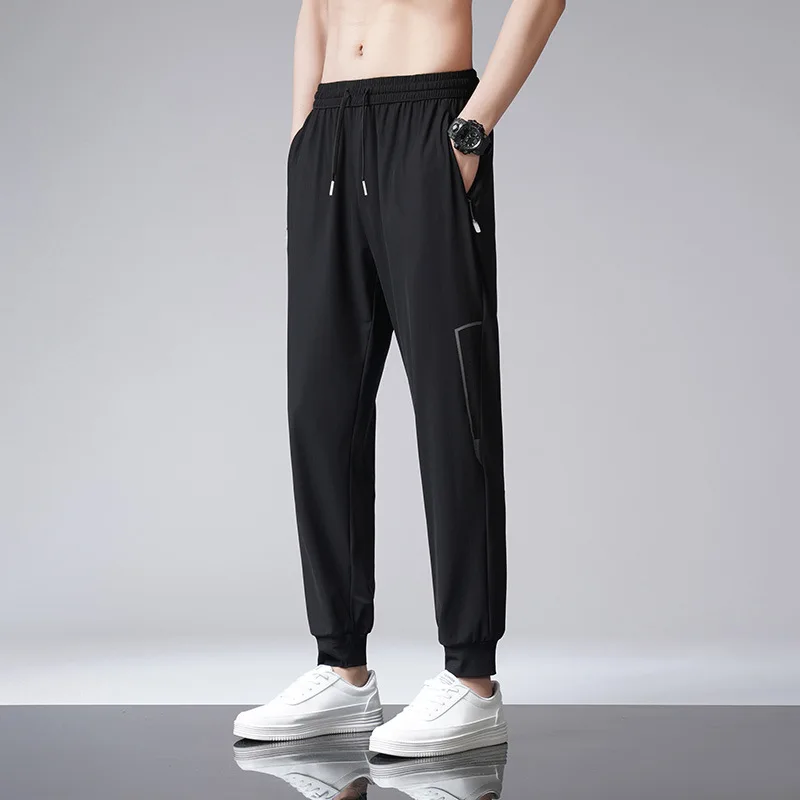 Summer Cool Pants Men Sweatpants Summer Thin Jogger Pants Male Plus Size 7XL Summer Breathable Trousers Elastic Waist Pants