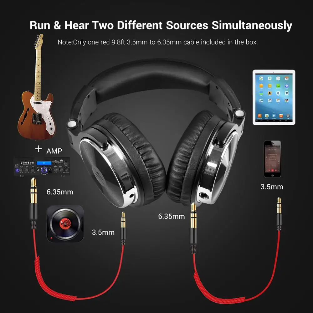 Oneodio Wired Professional Studio Pro 50 DJ Headphones With Microphone Over Ear HiFi Monitor Music Headset Earphone For Phone PC
