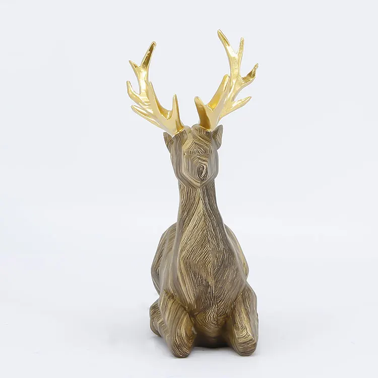 Jiayi Resin Custom Deer Statue Sets with Golden Antlers For Xmas Decoration