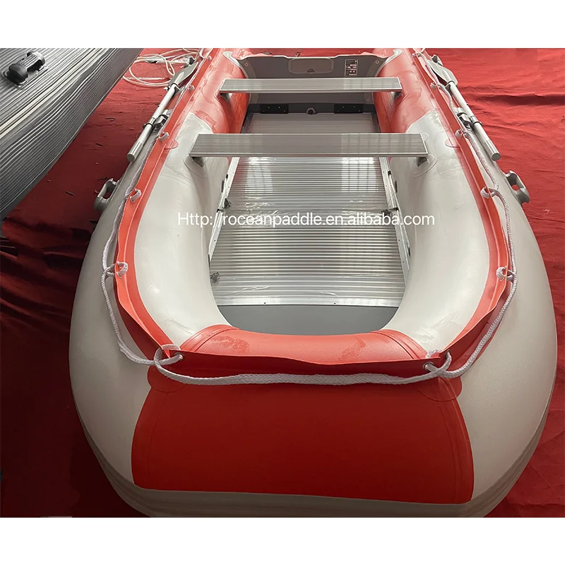 CE China supplier Orange/Grey 1.2mm Folding air  pvc inflatable dinghy boats with motor For 4 5 6 Passengers