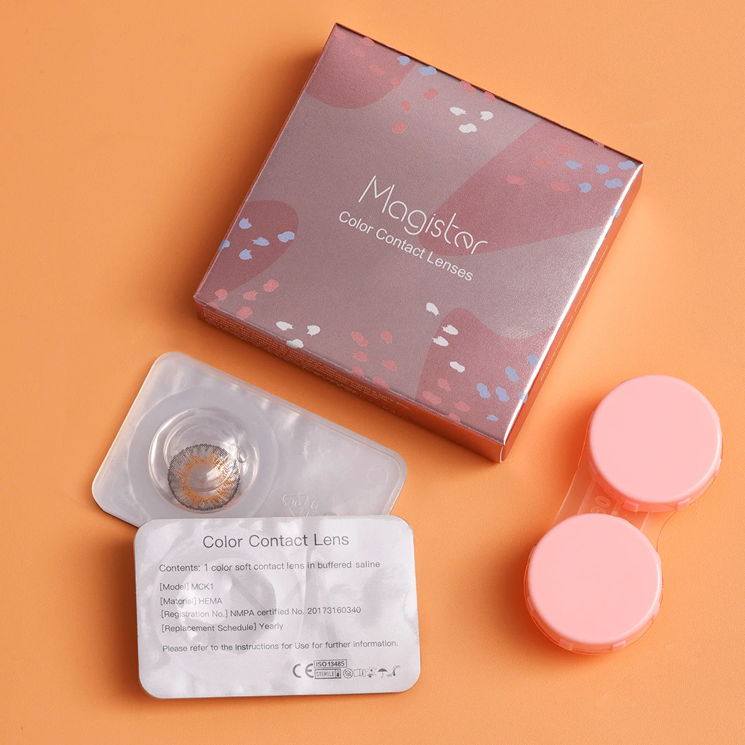 Free Fancy look hidrocor Crystal color contact lenses paper box Fresh looking 3 tone luxury color contacts paper package