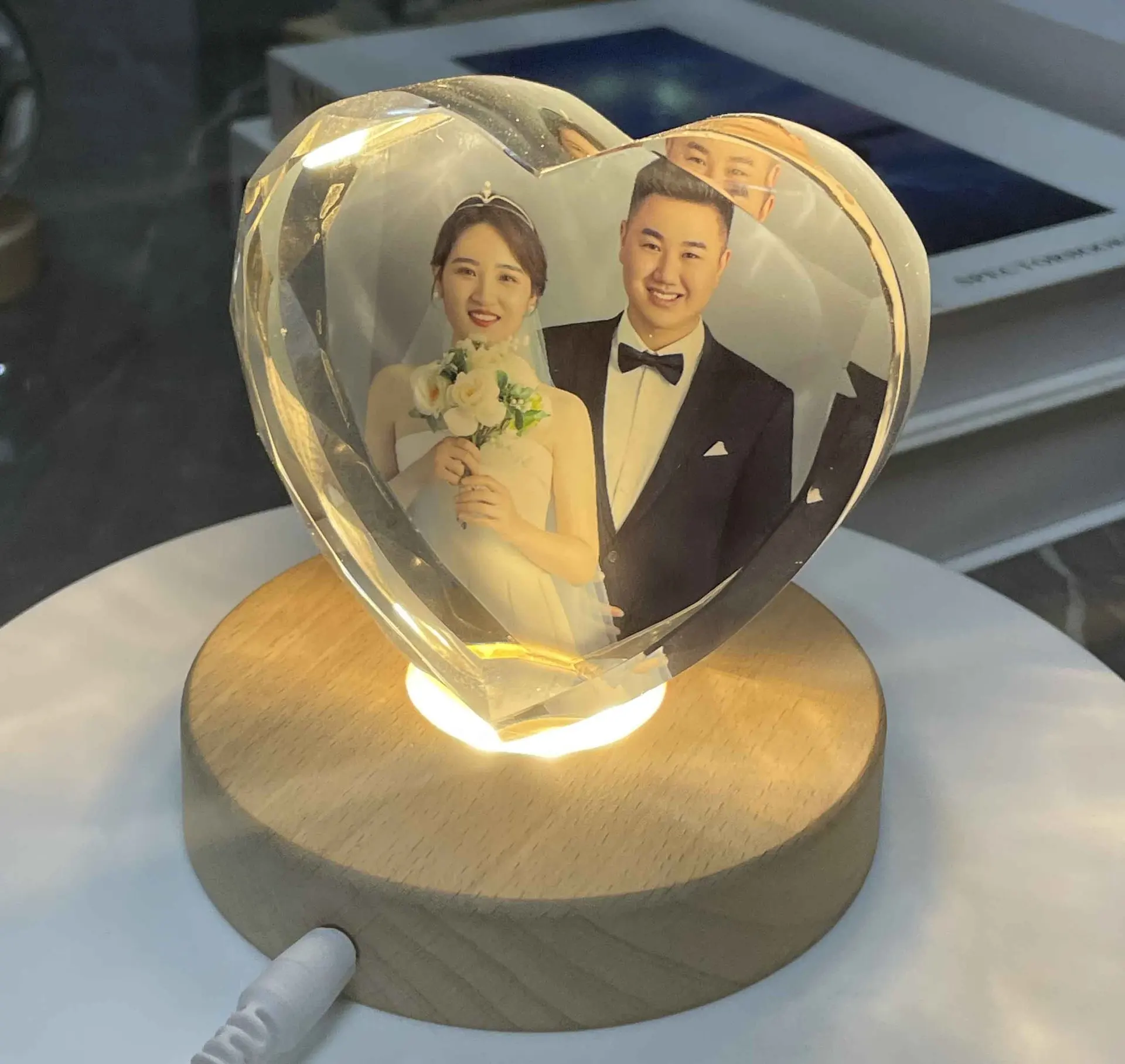 Personalized Custom 3D Holographic Photo Etched Engraved Inside The Crystal with Your Own Picture