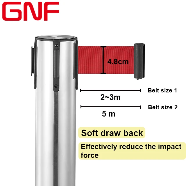 GNF hotel airport Metal Traffic Barrier railing stand  Stanchion Pole retractable belt barrier stanchions for crowd control