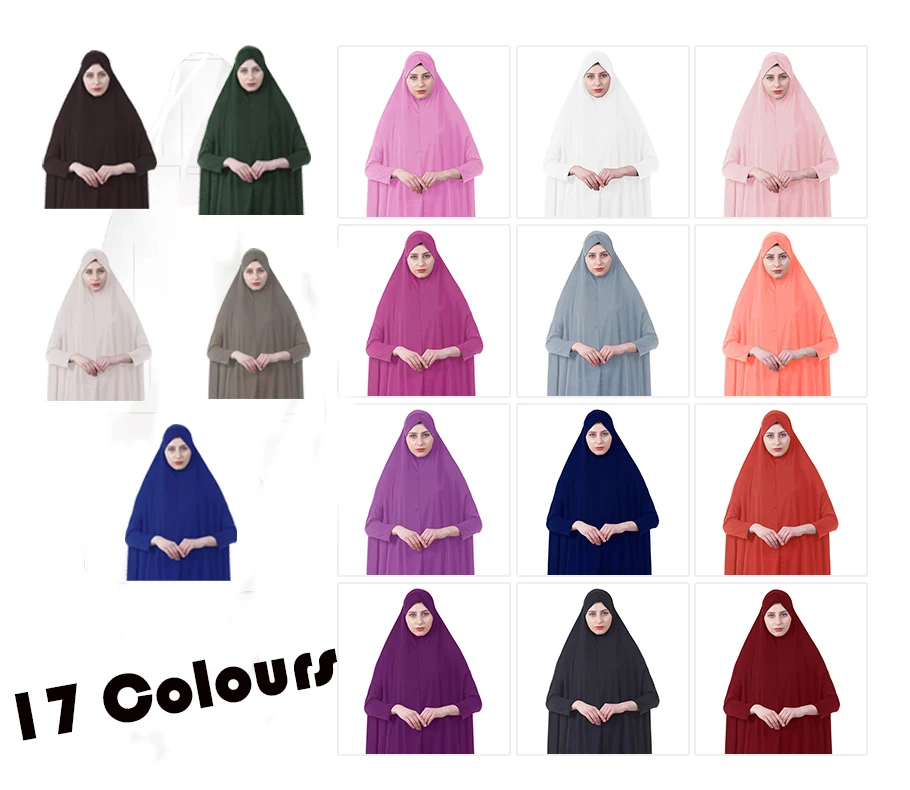 Popular Islamic 2 Piece Set Women Prayer Hijab Dress Dubai Muslim Khimar Jilbab Overhead Customized Abaya Muslim Prayer Dress