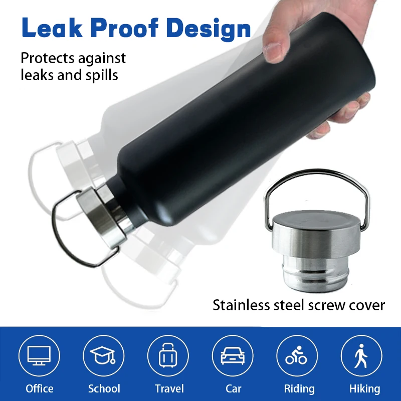 Custom Logo Double Wall Insulated Stainless Steel Sports Drink Water Bottle Vacuum Thermoses Flask for Hiking Camping Travel