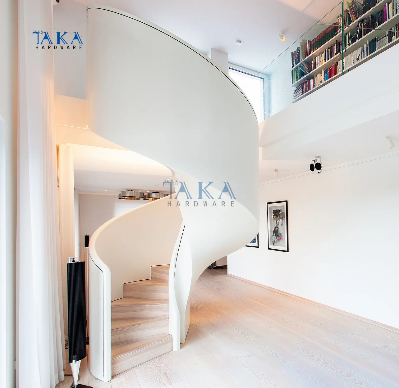 China Factory Wood Arc Stairs With Wood Step For indoor Wooden Spiral Staircase