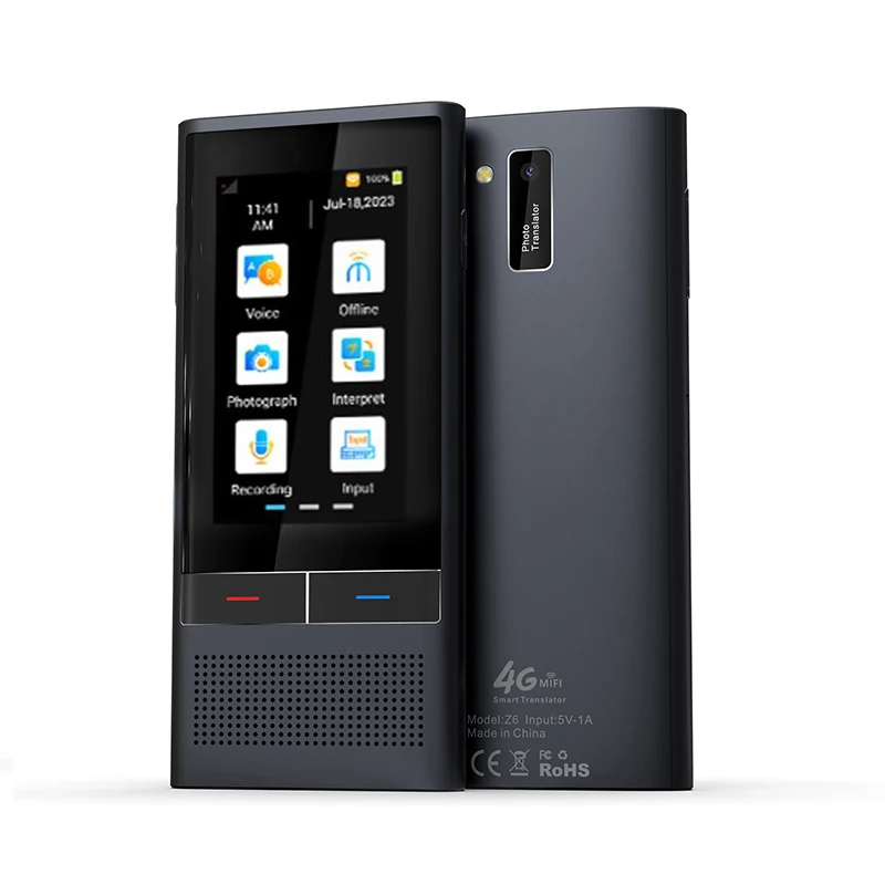 Z6 4G Instant Voice Translator Device Simultaneous Interpretation Arabic Dutch Offline Translation 138+ Languages Online