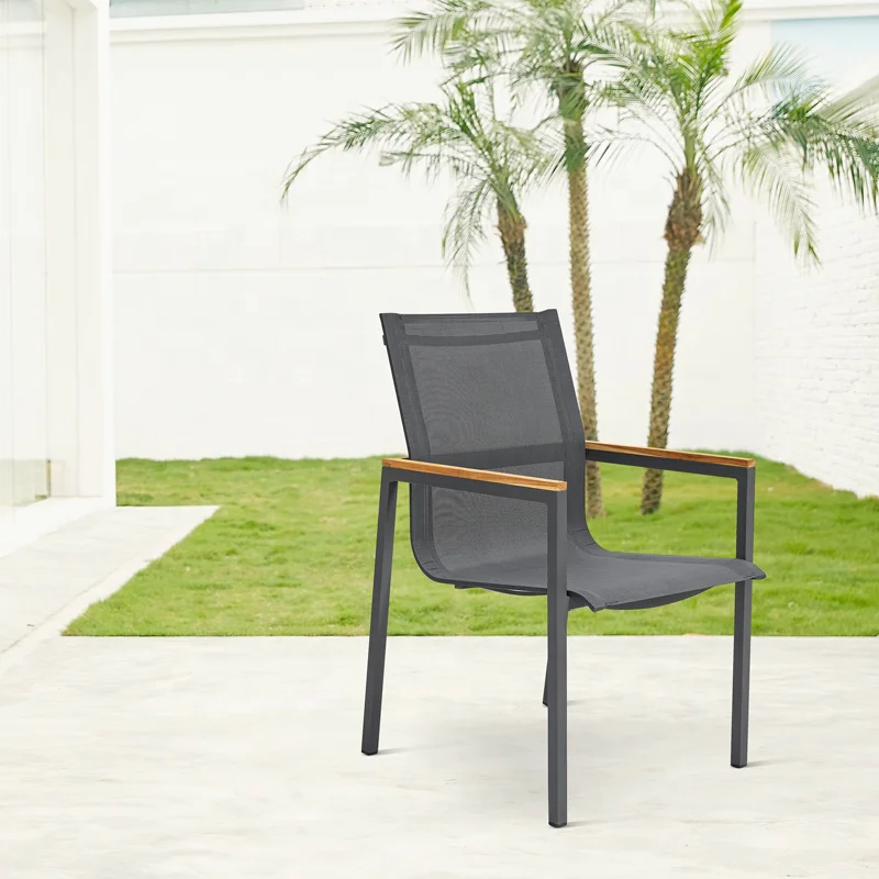 Modern Black Comfty Garden Patio Front Porch Armchair Furniture Outdoor Terrace Garden Aluminum Dining Chair