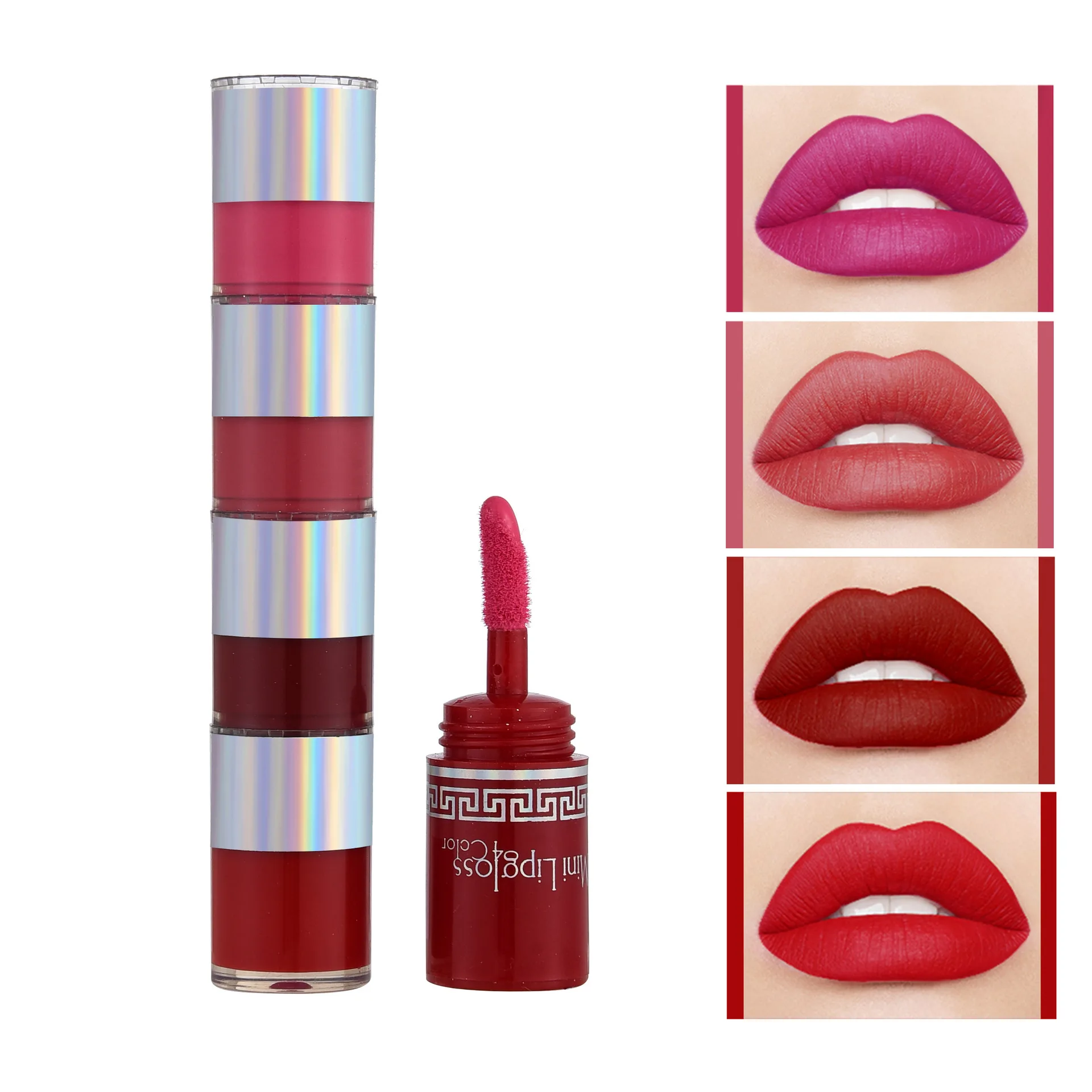 P729 Hot 4 in 1 mini lipstick for teen girl lip gloss set mini size gift-set cosmetics makeup lip tint lipgloss set