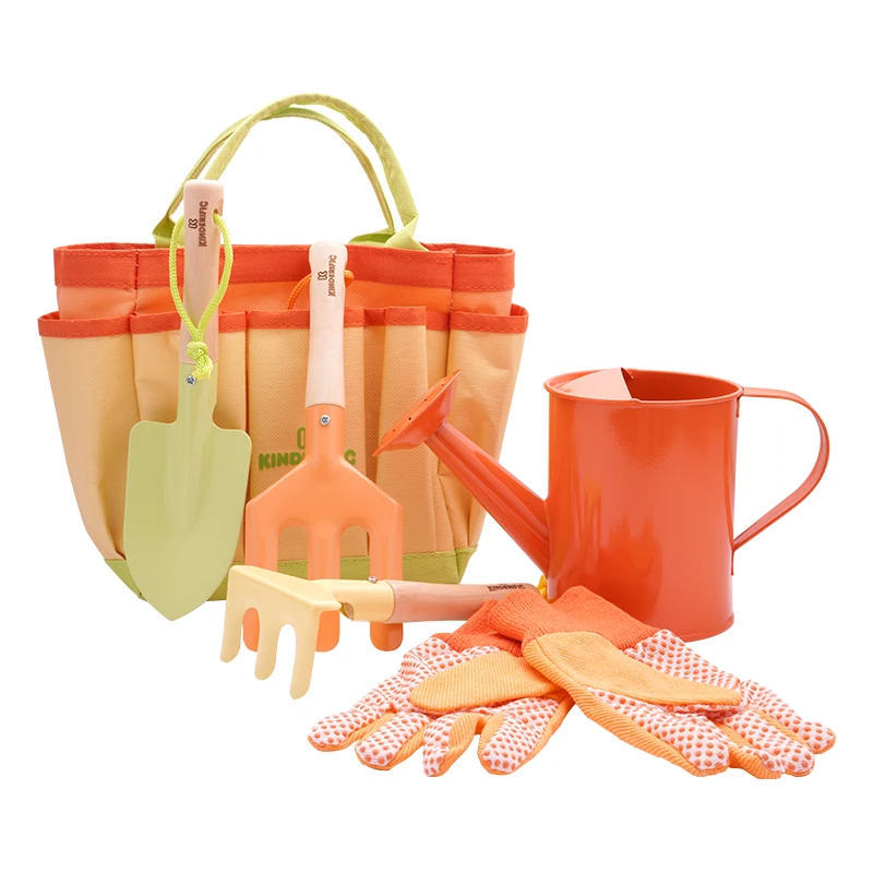 Hot Sales Kids Digging Bag Kits Gift Mini Tool Kit with Wooden Handle Shovel Gardening Toys Hand Children Garden Tools Set
