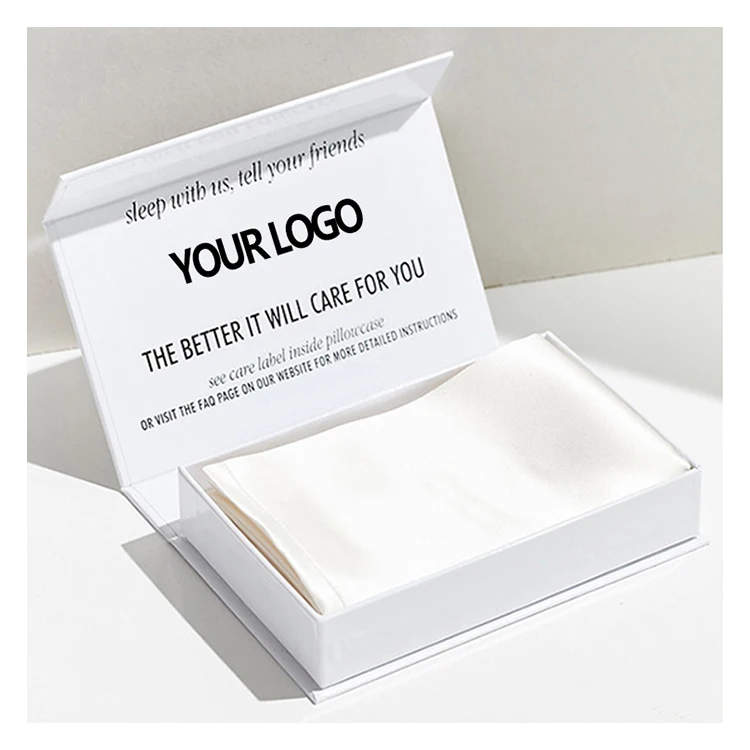 Manufacturer Custom logo and box White pure Silk Pillowcase hidden zipper 100% Mulberry Silk Pillow Case