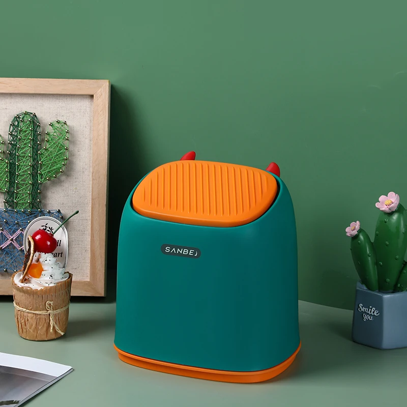 2L Rectangular Mini Small Slim Step Trash Can Waterproof with Removable Inner Bucket