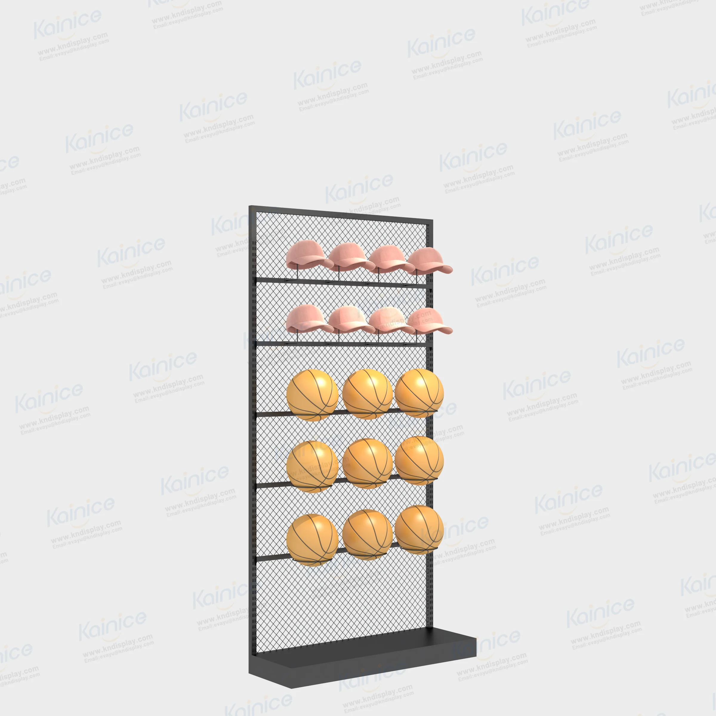 Kainice grid supermarket boutique black cap metal shop basketball metal sports ware goods display rack