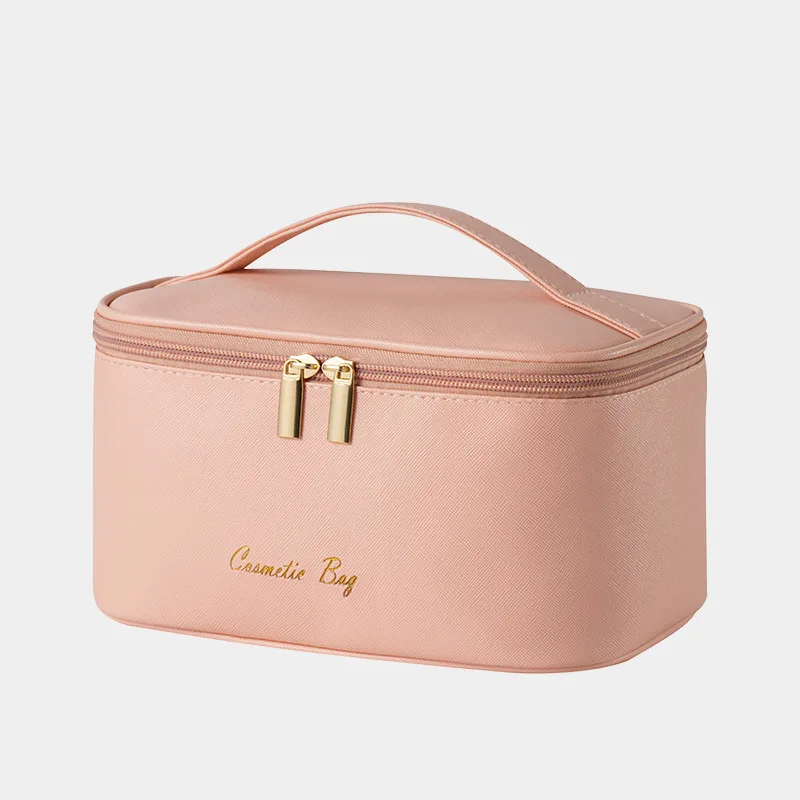 2023 Professional Travel PU Leather Cosmetics Case Organizer Bag with Brush Holder Makeup Travel Cases with Handle