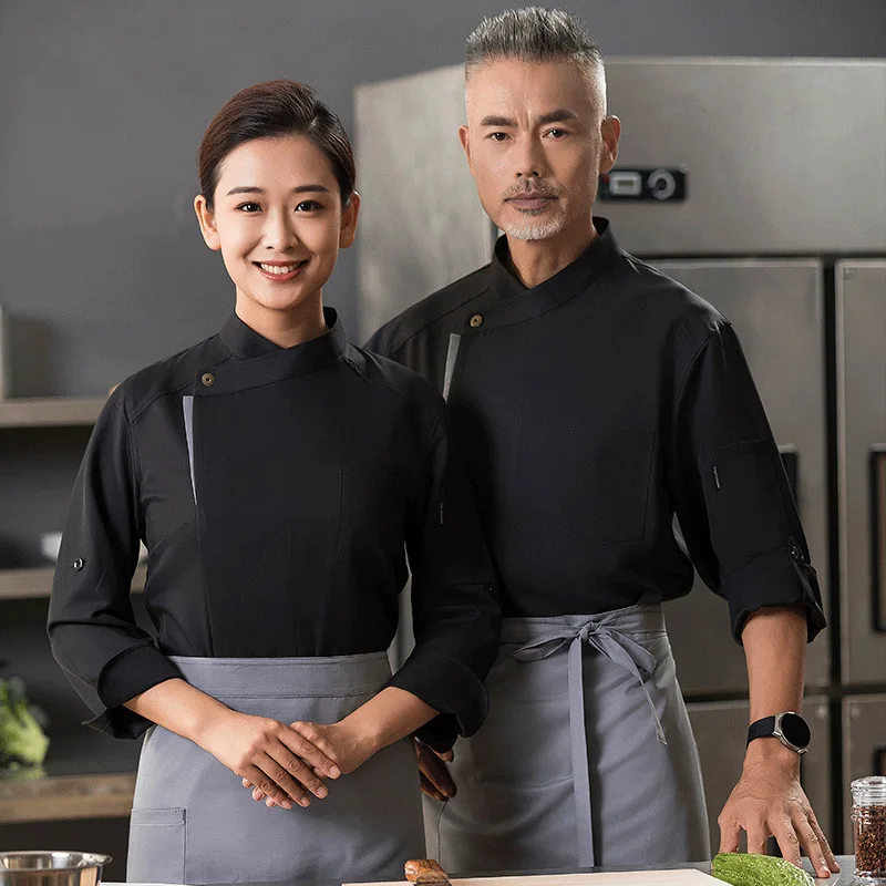 Hotel Bar Workwear Cafe Shop Bakery Uniform Restaurant Uniforme Waiter And Waitress Sets Jacket +Aprons