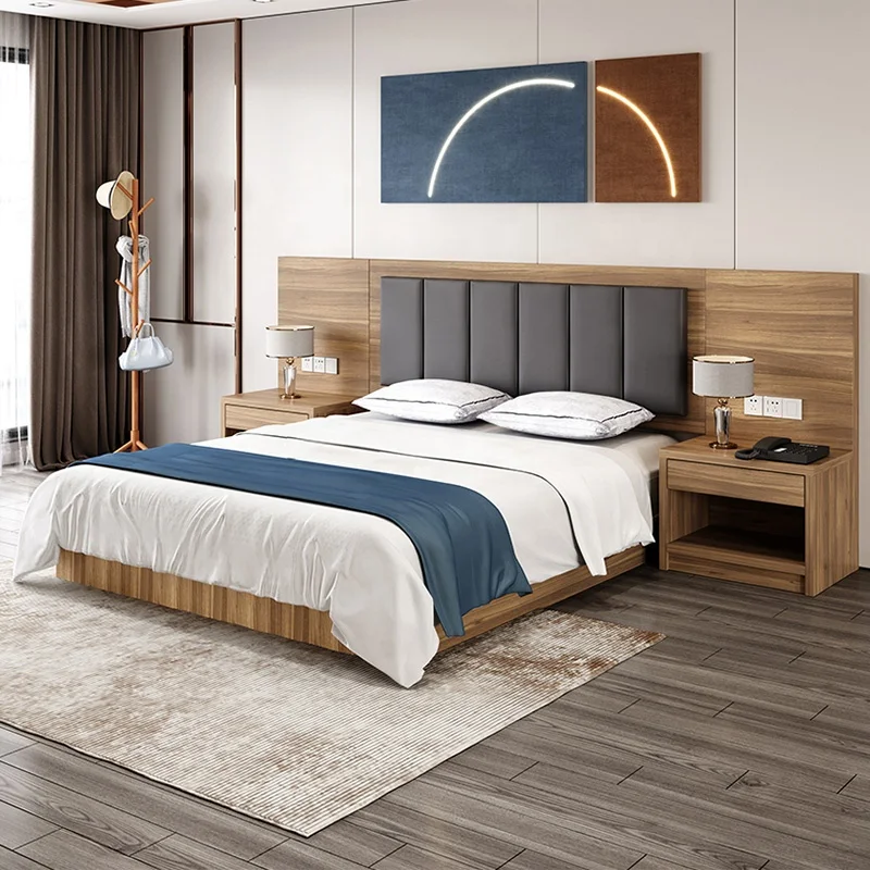 Full set of hotel furniture customized supplier, 5-star hotel apartment bedroom bed furniture set