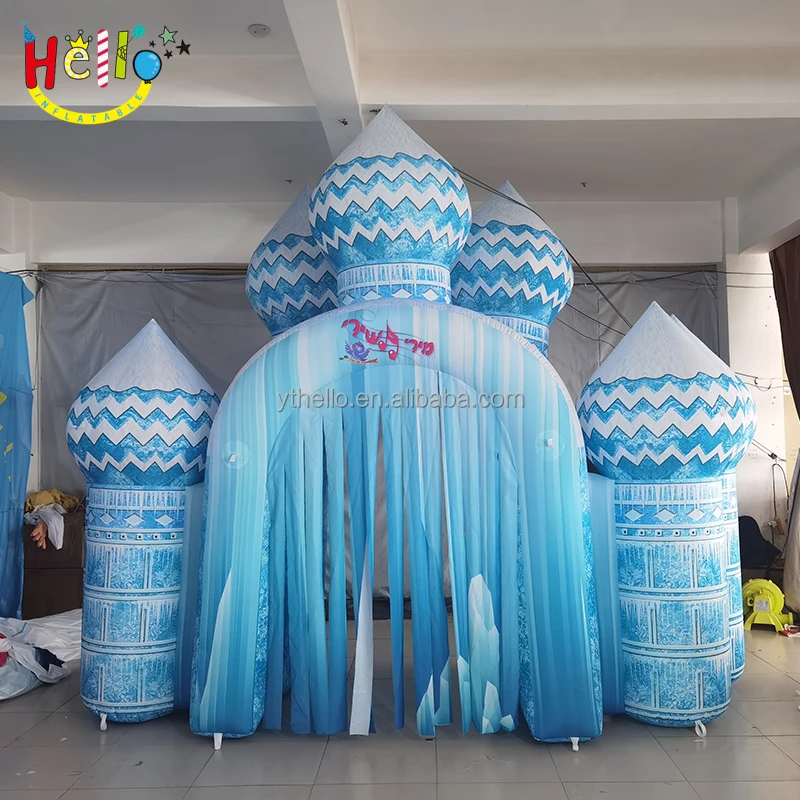 blue castle princess bases snow ice inflatable gate for castles party