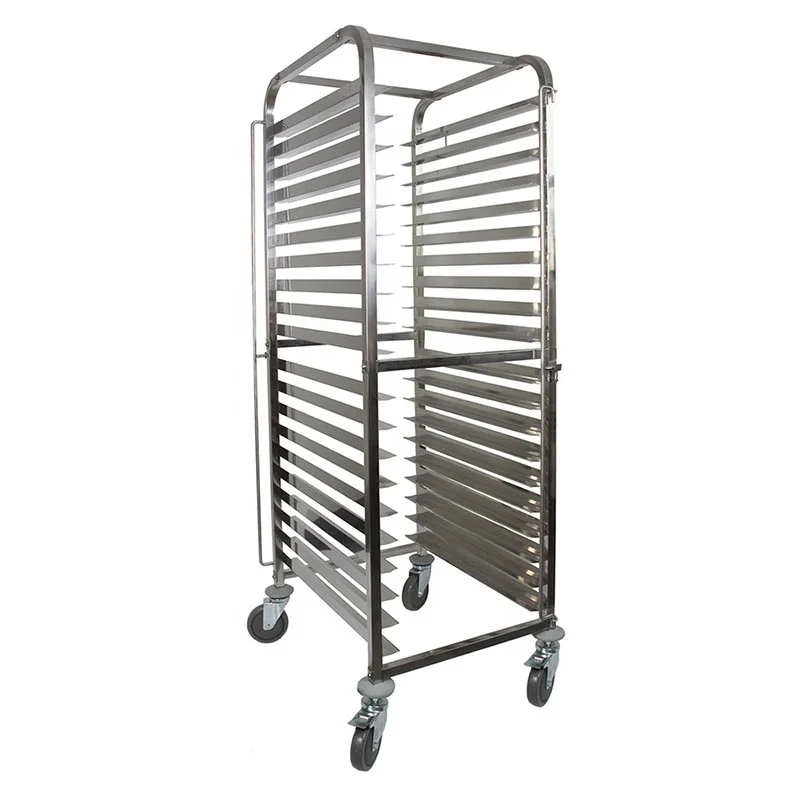 Stainless Steel display rack Double Tray Kitchen Bakery Trolley Rack 15 Tiers Hotel