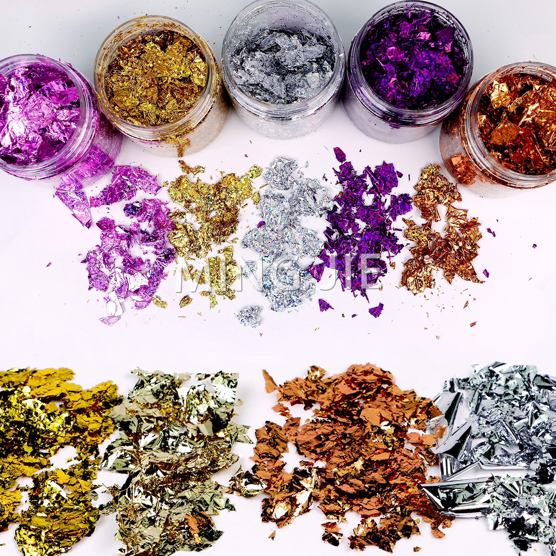 27 Colors 3D Irregular Gold Leaf Flakes Glitter Silver Rose Gold Leaf Foil for Nail Decoration