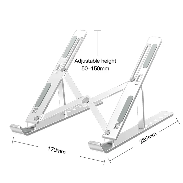 Folding height adjustable aluminum foldable portable adjustment desktop laptop holder riser stand laptop stand mini