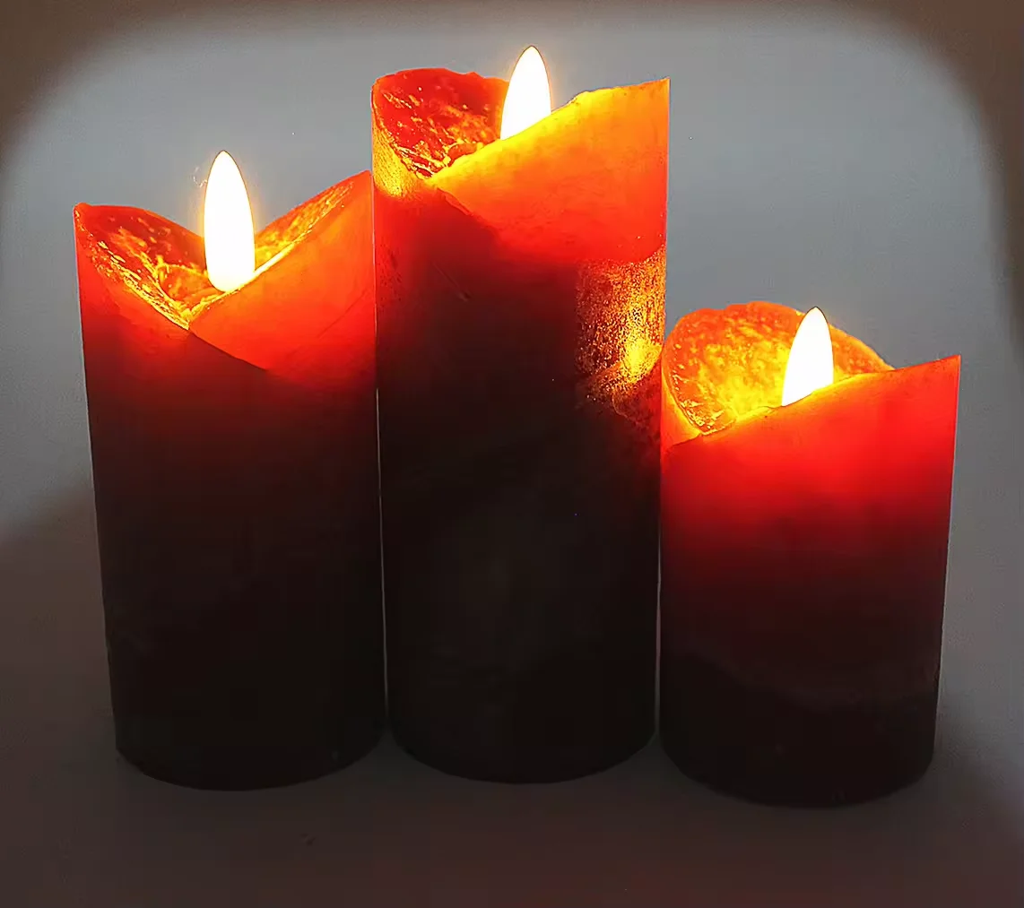 wholesale customized pillar shaped flameless Premium grey 360 top bullet wick candle vela with remote control/timer
