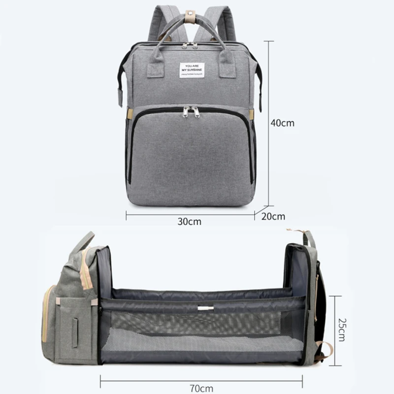 Multifunctional Folding Waterproof Maternity Handbag Stroller Baby Nappy Bag Bed Backpack Diaper Bag With Bassinet For Mom