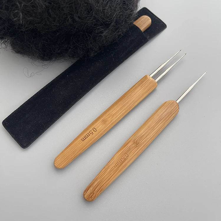 Cheaper factory OEM ODM 1-3 Hooks Style Dreadlocks Needle Natural Bamboo Crochet Needles Hair Weaving Tool for Braid