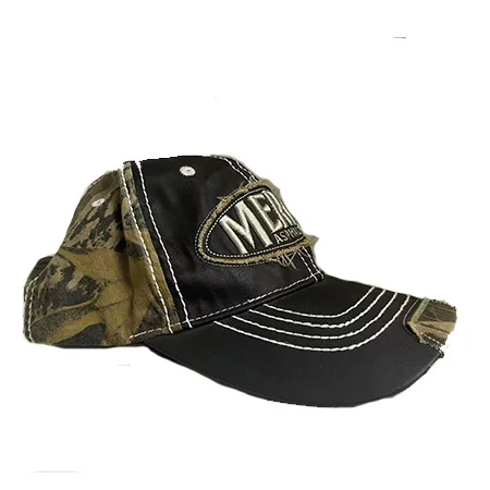 Oil waxed cloth Customization 6 panel camo fabric unstructrued dad hat with customazation  logo and  Velcro closure