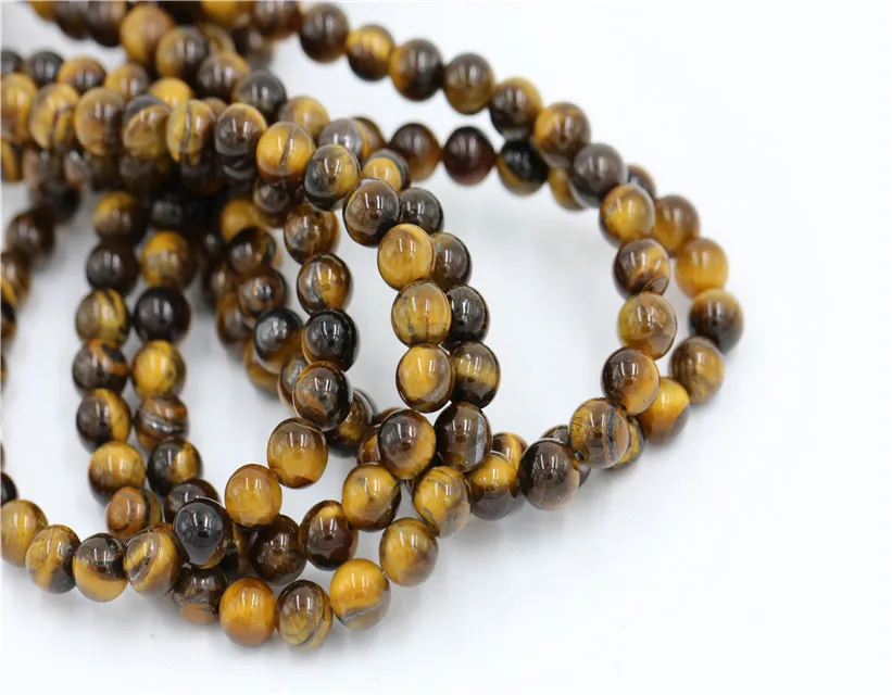 Haosiqi Wholesale High Quality Natural 8mm Brown Tiger Eye  Gemstone Tiger Eye Stone Beads For Jewelry Making