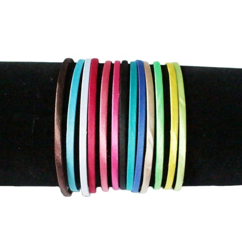 5mm Satin Ribbon covered plain metal hair headbands for DIY hair ornaments