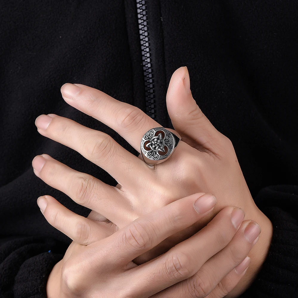 Domineering Stainless Steel Viking Celtic Knot Finger Rings For Men Custom Logo Gifts