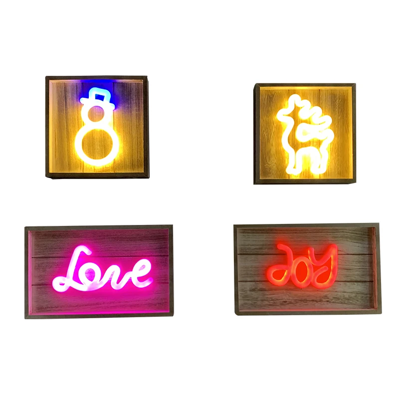 USB-Powered LED деревянный неоновый свет настольная лампа декоративный для украшения