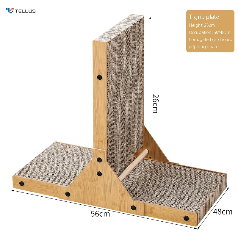 Custom Corrugated Paper Vertical L-Shaped Cat Scratch Board Mint Grinding Claw Scratch Resistant Pet Product with Ball Toy