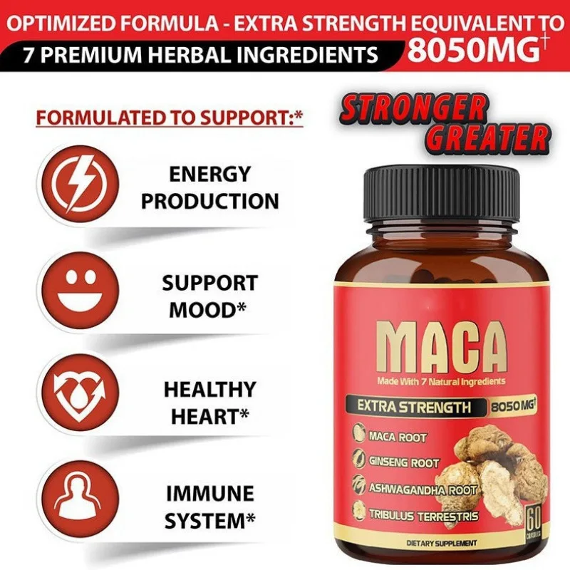 Natural Source 90 Vegan Organic Maca Extract Power Tablet Stong Maca Capsules With 7 Natural Ingredients