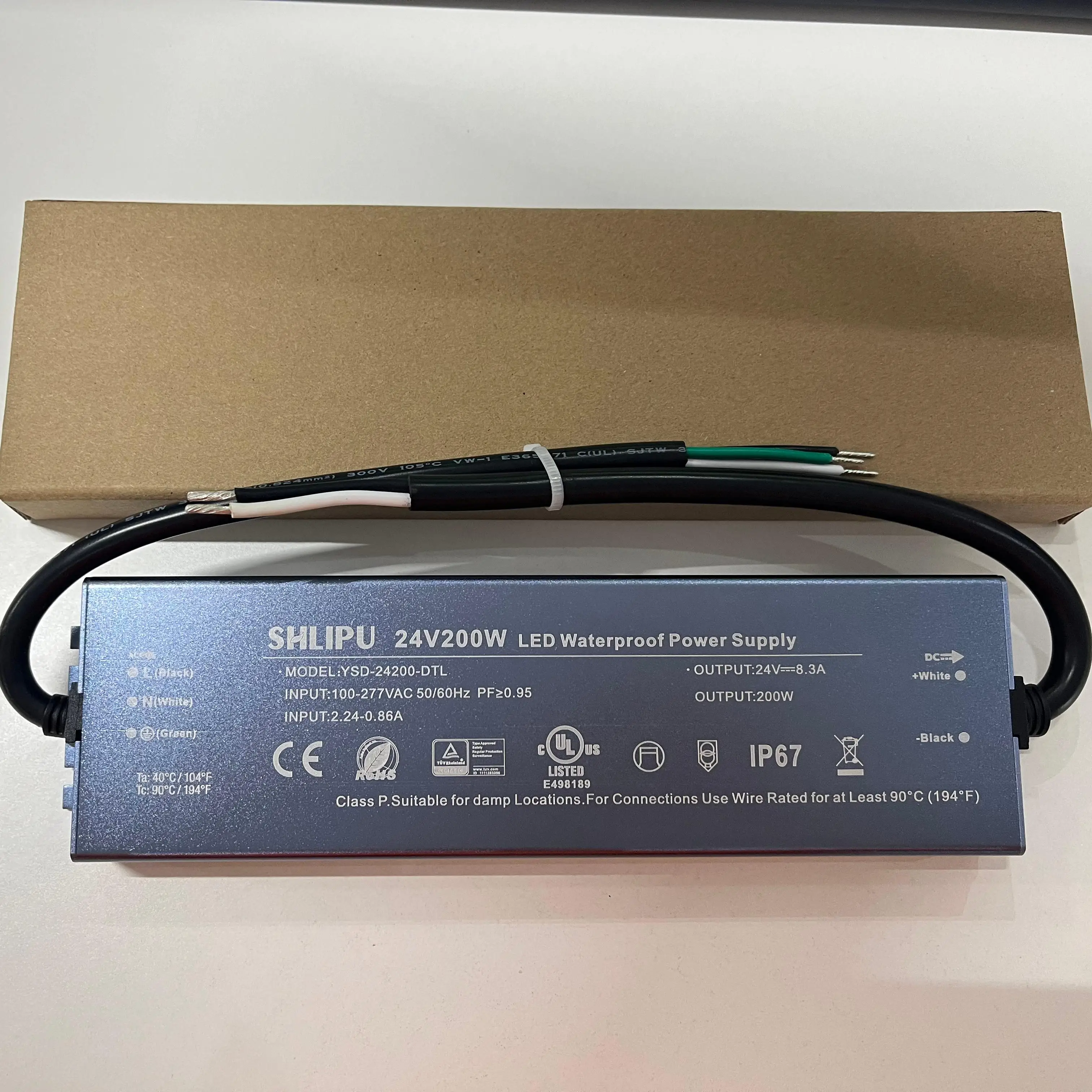 Factory Manufacture High Quality IP67 Waterproof LED Driver 110V-277V Ac To Dc Output 12v 24v 48v Waterproof Power Supply